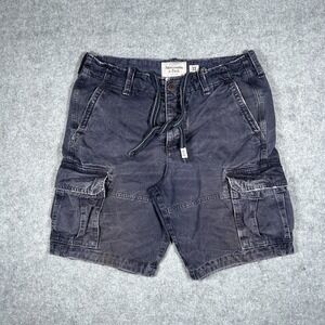 y2k Abercrombie & Fitch Cargo‎ Shorts Men's Size 33(32x9) Navy Blue Heavyweight